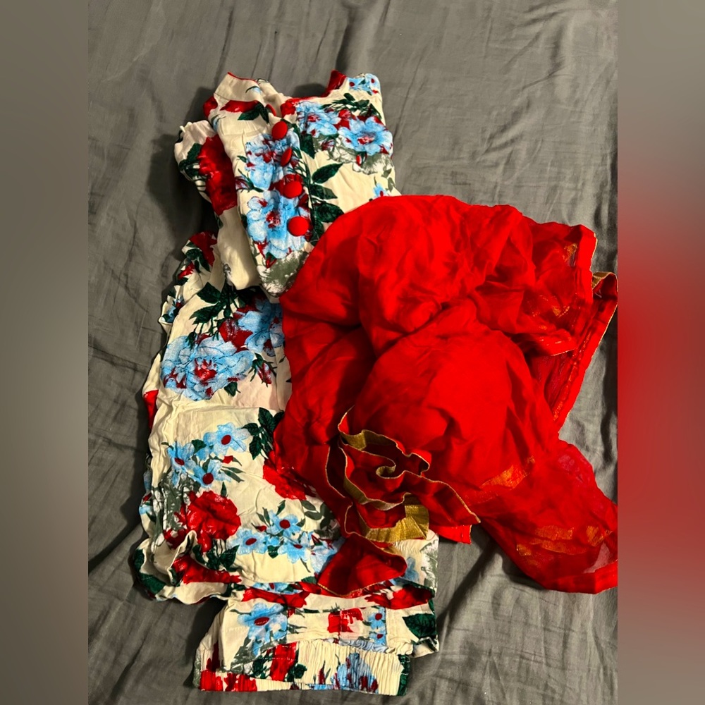Pure cotton suit shirt with plazo with dupatta , cotton lining